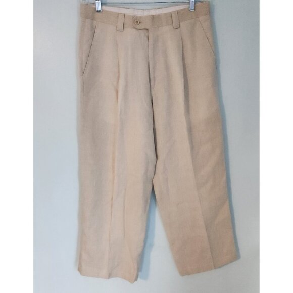 INSERCH Collezione Pants 100% Linen Oatmeal Ivory Office Mens 32x28‎ NEW NWOT - Picture 4 of 10
